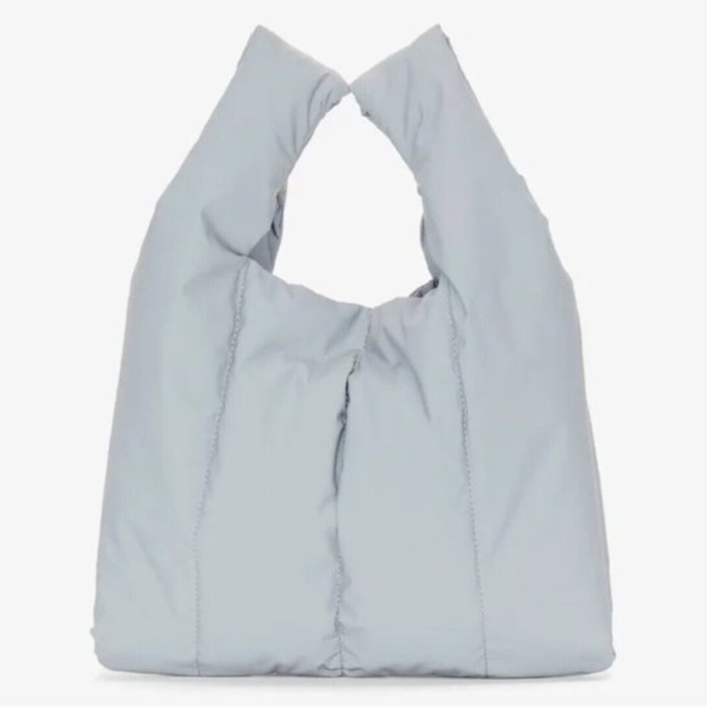 Kara Silver Reflective Flash Mini Shopping Tote Puffer Top Handel Bag